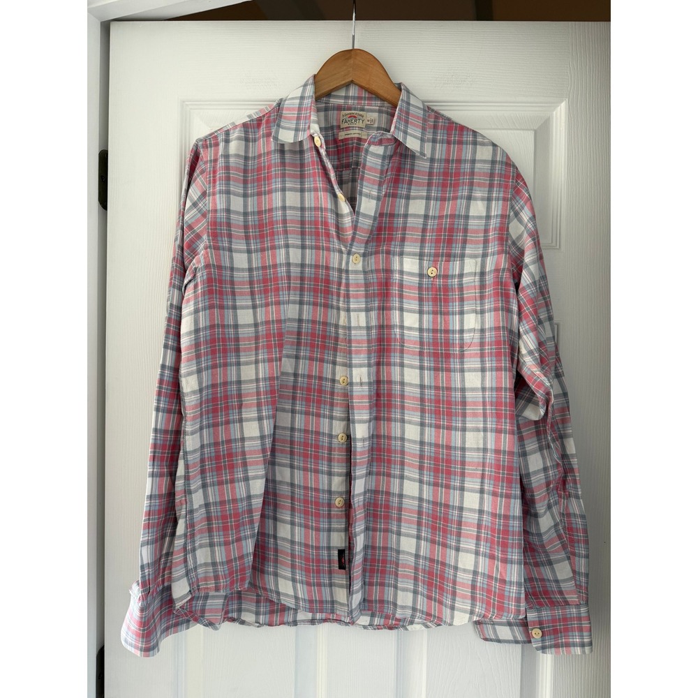 Faherty Mens Movement Brushed Shirt Button Down Casual Preppy